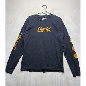 Cheetos Men’s L Chester Cheetah Graphic Print T-Shirt Black Cotton Long Sleeve